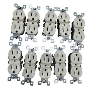10 Leviton 15A 125V White Duplex Electrical Outlet Receptacle Grounded Side Wire